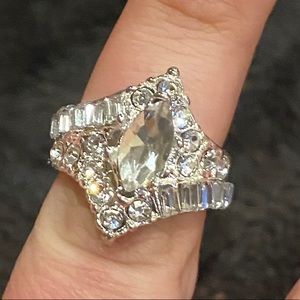 Large Cubic Zirconia Crystal ring